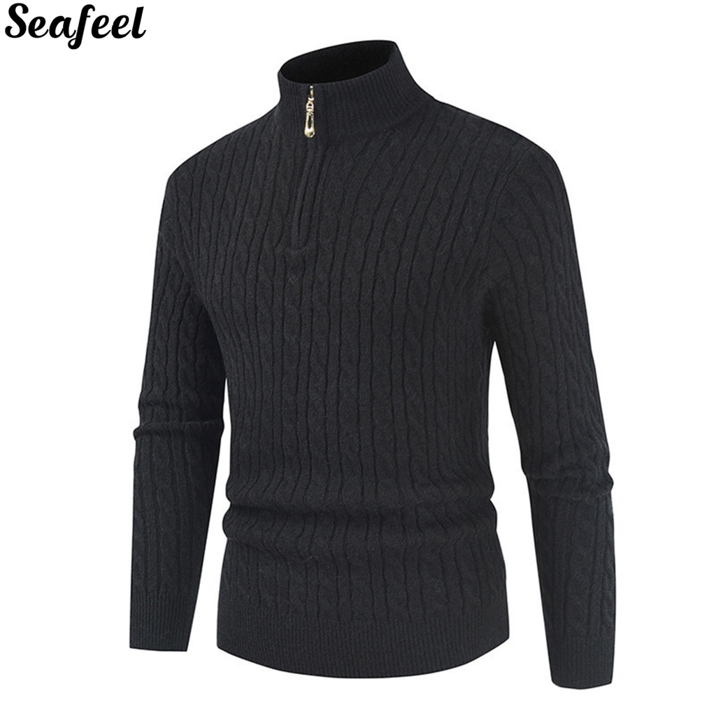 Áo sweater cổ đứng phối khóa kéo thời trang mùa đông cho nam