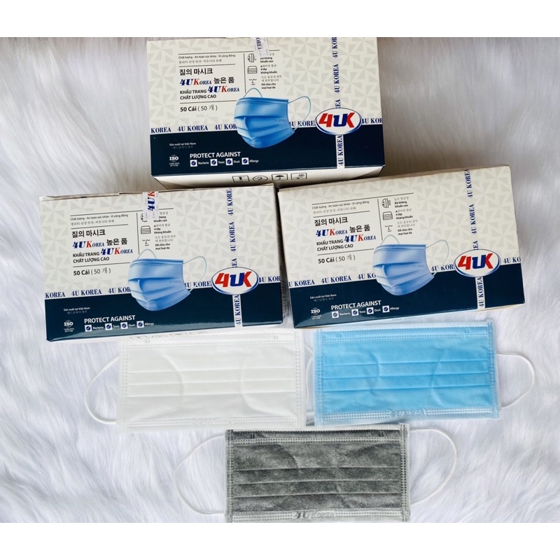 [HCM]Giá xưởng sỉ 1 thùng 50 hộp khẩu trang y tế 4 lớp kháng khuẩn 4uk tiêu chuẩn Hàn Quốc (50 cái/hộp)