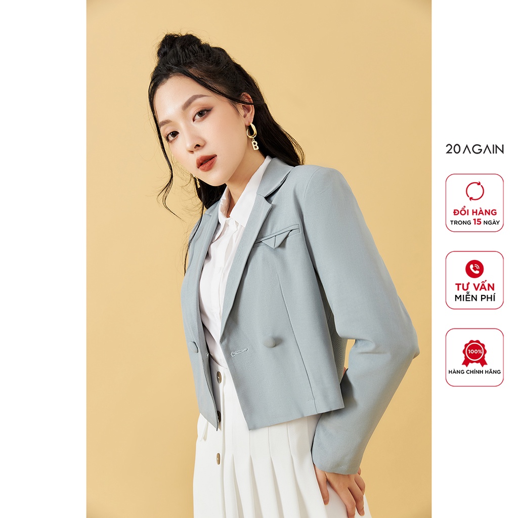 Áo vest nữ dài tay dáng ngắn 20AGAIN, thiết kế thanh lịch, trẻ trung, chất liệu tuýt si cao cấp VBA1825 | BigBuy360 - bigbuy360.vn