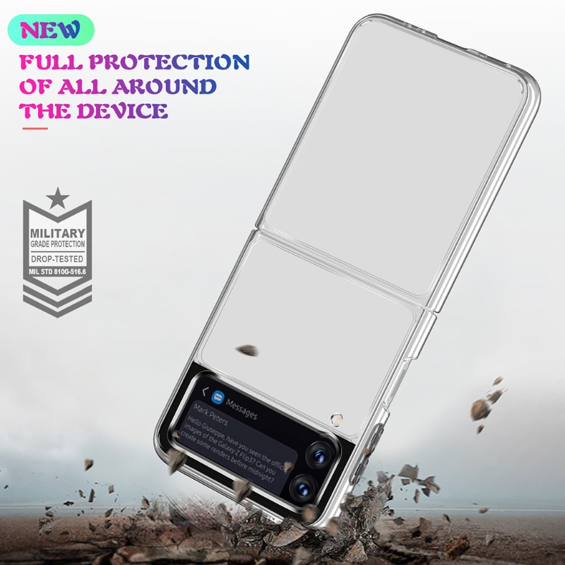 Ốp điện thoại tpu trong suốt chống sốc tích hợp sạc không dây đa năng cho Samsung Galaxy Z Flip 3