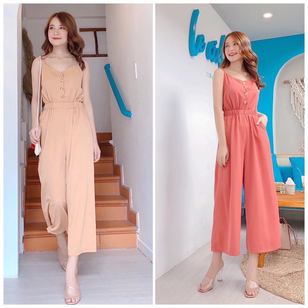 Jumpsuit hai dây, eo bo chun siêu xinh, mặc đi biển, dạo phố, du lịch, mặc nhà vẫn lung linh