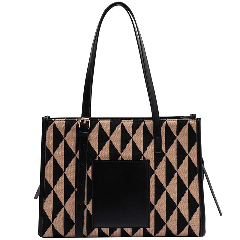 Túi tote đeo vai IELGY họa tiết kẻ sọc ca rô phong cách cổ điển thời trang dành cho nữ