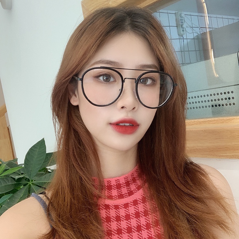 Kính giả cận thời trang nam nữ gọng tròn mắt kính không độ chống tia UV phong cách Hàn Quốc EMOJI 059