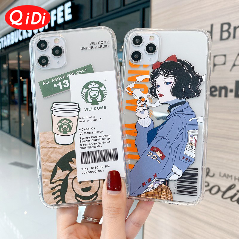 Ốp Điện Thoại Trong Suốt Chống Sốc In Hình Starbucks Cho iPhone 12 11 Pro Max Xs Max X XR 6 7 8 Plus