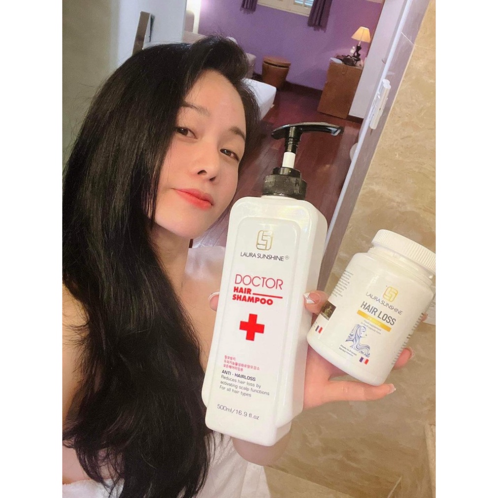 Bộ Đôi Dầu Gội Giảm Tóc Rụng Korea + Viên Uống Mọc Tóc Laura Sunshine Nhật Kim Anh