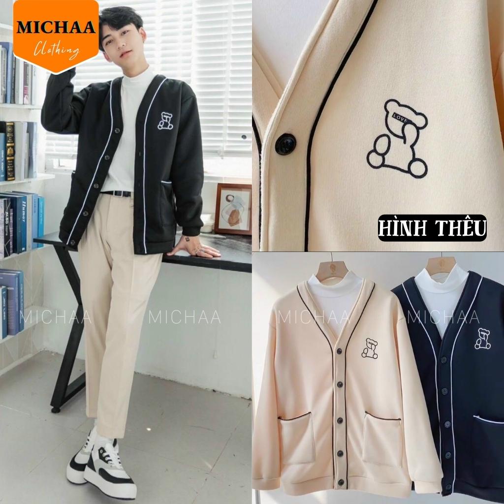 Áo Khoác Nỉ Cardigan GẤU LOVE Nam Nữ Ulzzang Unisex Kiểu Form Rộng Hình In - MICHAA