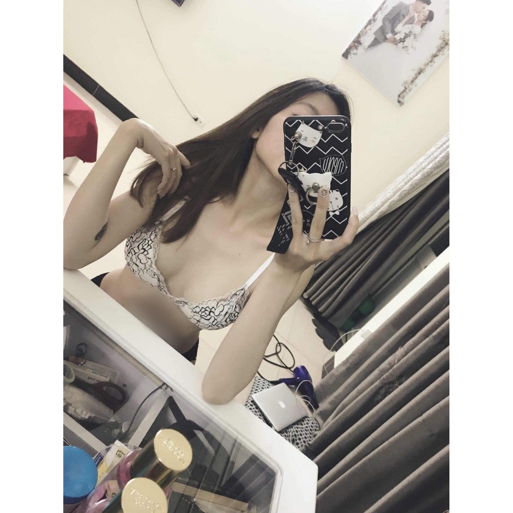 👙 Bra thiết kế sexy 👙 Đồ lót nữ thiết kế màu trắng họa tiết có mút vải ren cao cấp loại 1 gồm áo + quần | BigBuy360 - bigbuy360.vn