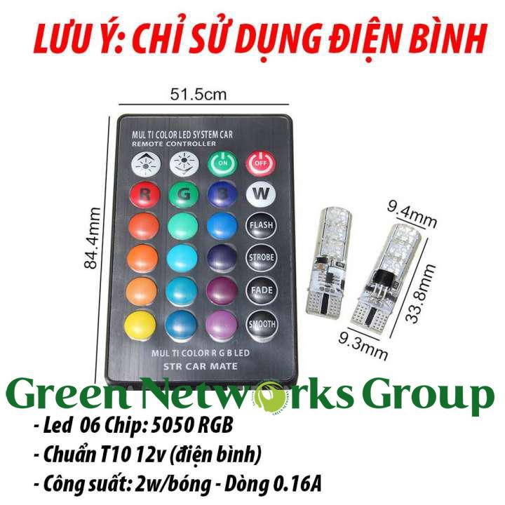 Bộ đènxi nhan LED điều khiển màu + chế độ nháy, sáng chuẩn T10 12v GreenNetworks