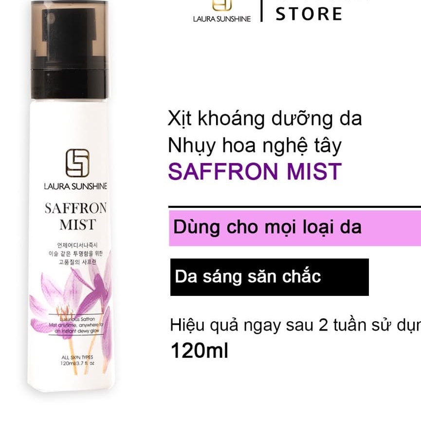 [CHÍNH HÃNG LAURA SUNSHINE] XỊT KHOÁNG DƯỠNG TRẮNG DA NHỤY HOA NGHỆ TÂY LAURA SUNSHINE 120ML - SAFFRON MIST