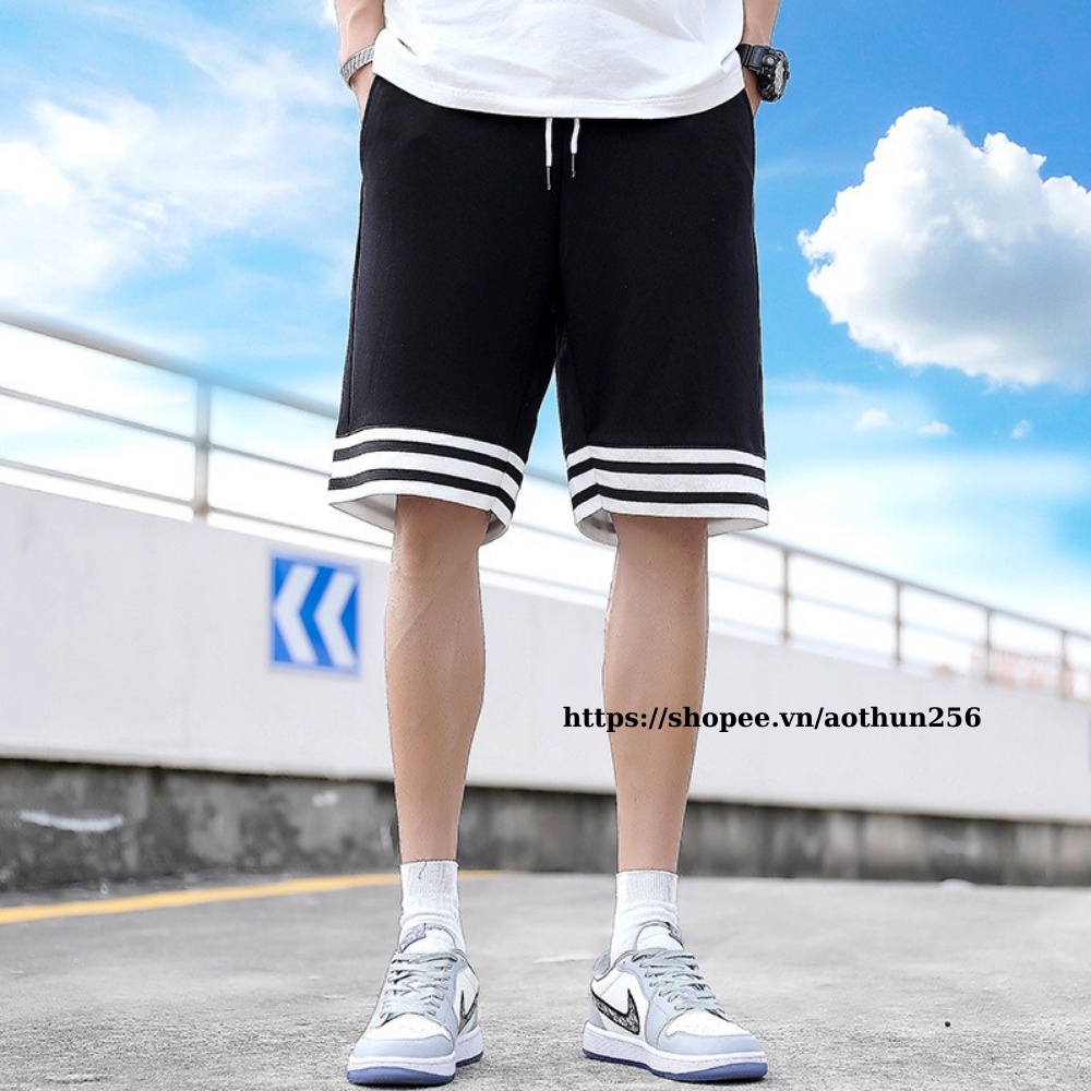 Quần đùi thể thao nam 3Line ngang form rộng dáng unisex thoải mái năng động chất umi dày mịn co dãn