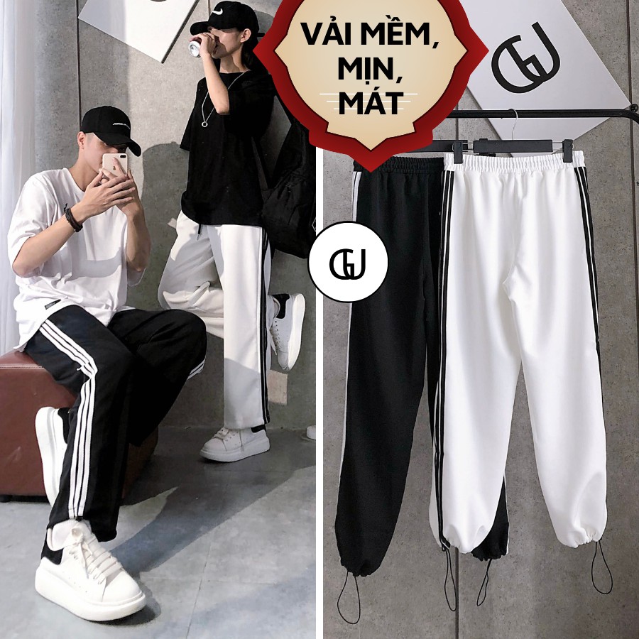 Quần Jogger Nam Nữ 3 Sọc Chất Đẹp Form Ống Rộng Để Suông Hoặc Rút Dây Bo Gấu Vải Mịn Mềm Mát Quần Joker, Joger, Thể Thao