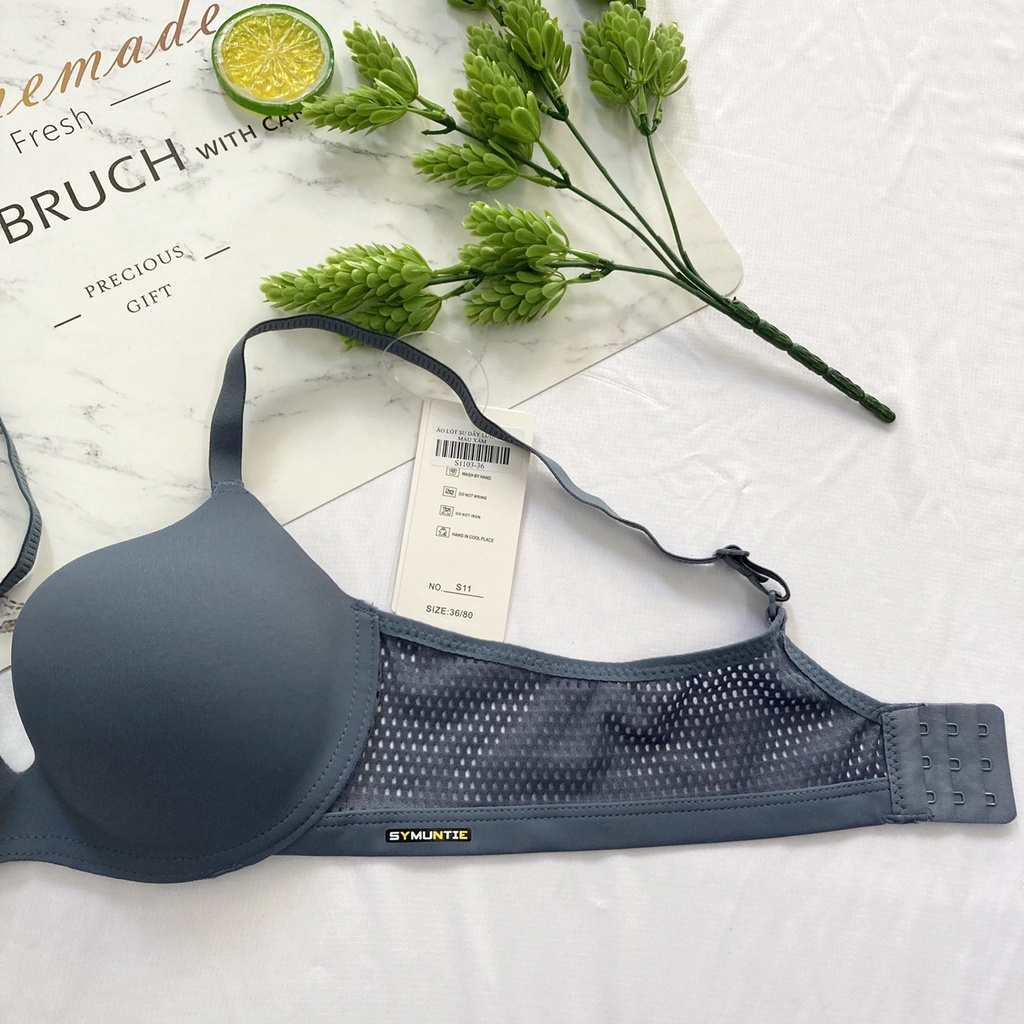 Áo ngực su không gọng cài 3 mút vừa dây lưng lưới - ANS11