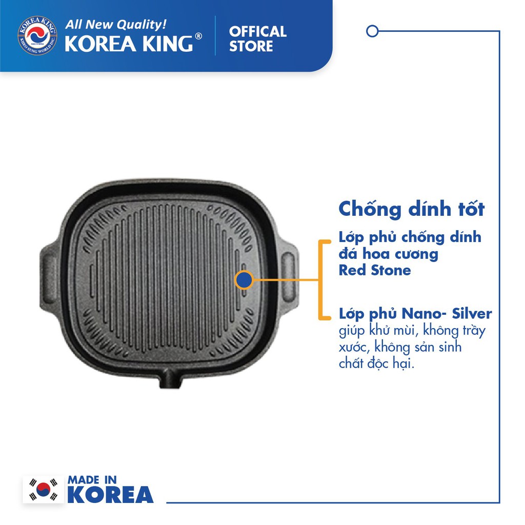 VĨ NƯỚNG KHÔNG DÍNH KOREA KING KGP-32MHI Nhập khẩu Hàn Quốc, chảo nướng bếp từ, vĩ nướng đá, vĩ nướng nhà hàng