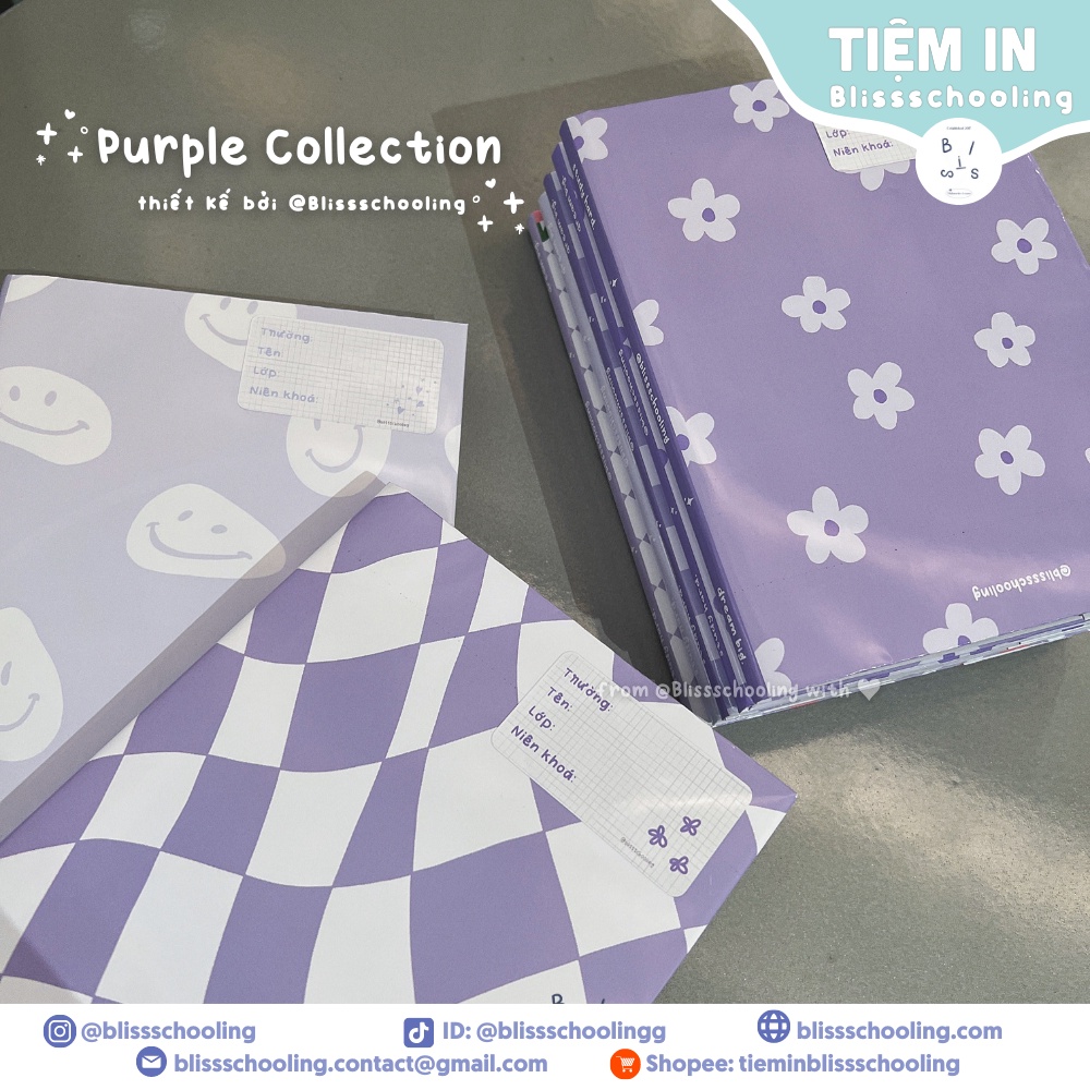 PURPLE COLLECTION | Giấy Bao Tập, SGK, Style Hàn Quốc, Đơn Giản, Màu Sắc Pastel | Đọc kĩ mô tả | Tiệm In Blissschooling