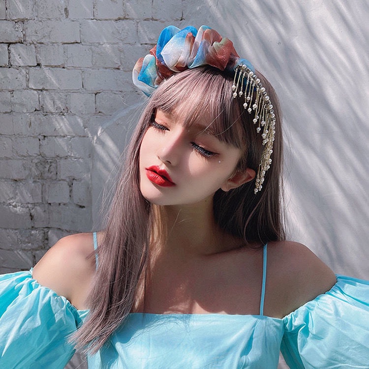 [Aishang Xinh Đẹp] Kẹp Tóc Dạng Xếp Nếp Bong Bóng Lớn Dát Kim Cương Giả Đính Ngọc Trai Thời Trang Phương Tây Dễ Phối Đồ Ngọt Ngào Cho Nữ