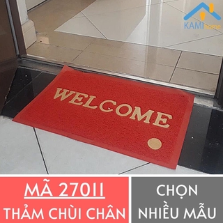 Thảm chùi chân khô trải sàn để cửa PVC sợi rối chống trơn trượt Chữ nhật 58*38cm mã 27011