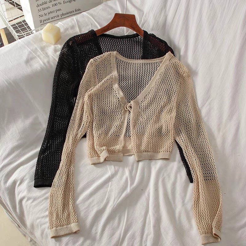 Áo khoác cardigan lưới siêu hot cho mùa hè, Áo khoác len mỏng