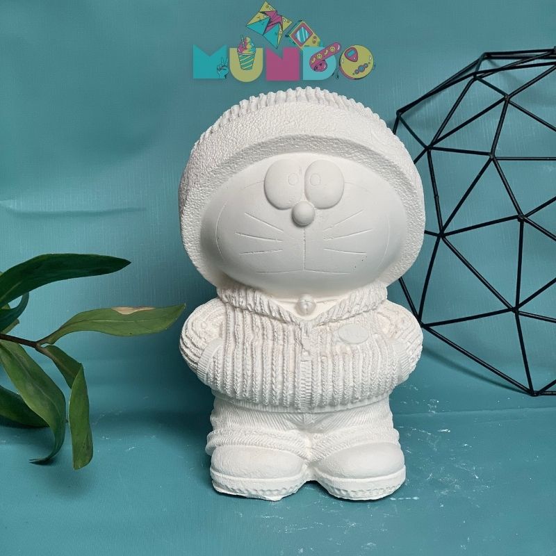 Tượng tô màu cao cấp SIZE XXL DORAEMON WINTER, tượng thạch cao MUNDO