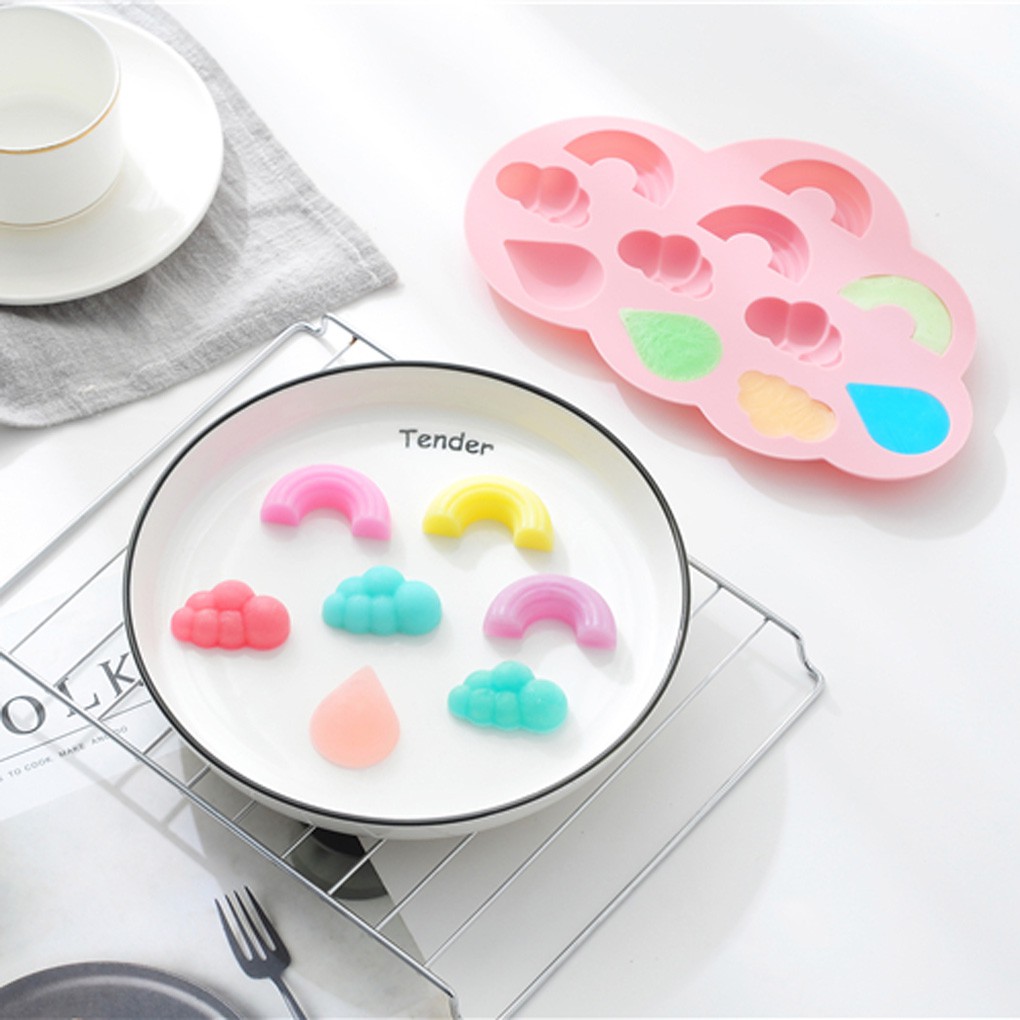 Khuôn Silicone Tạo Hình Đám Mây Cầu Vồng Trang Trí Bánh Độc Đáo