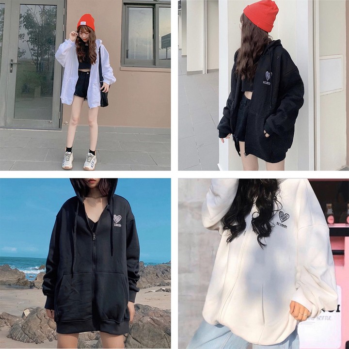 Áo Khoác Hoodie Dây Kéo TRÁI TIM HEART Unisex VCT