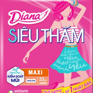 Combo sỉ 6 gói Diana siêu thấm siêu mỏng và dày không cánh 8 miếng/gói