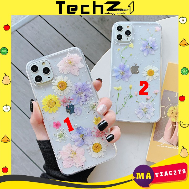 Ốp Lưng Ép Hoa Thật iPhone 7/8/7Plus/8Plus/X/XS/XR/XSMax/11/11Pro/11ProMax - Mã TZAC279