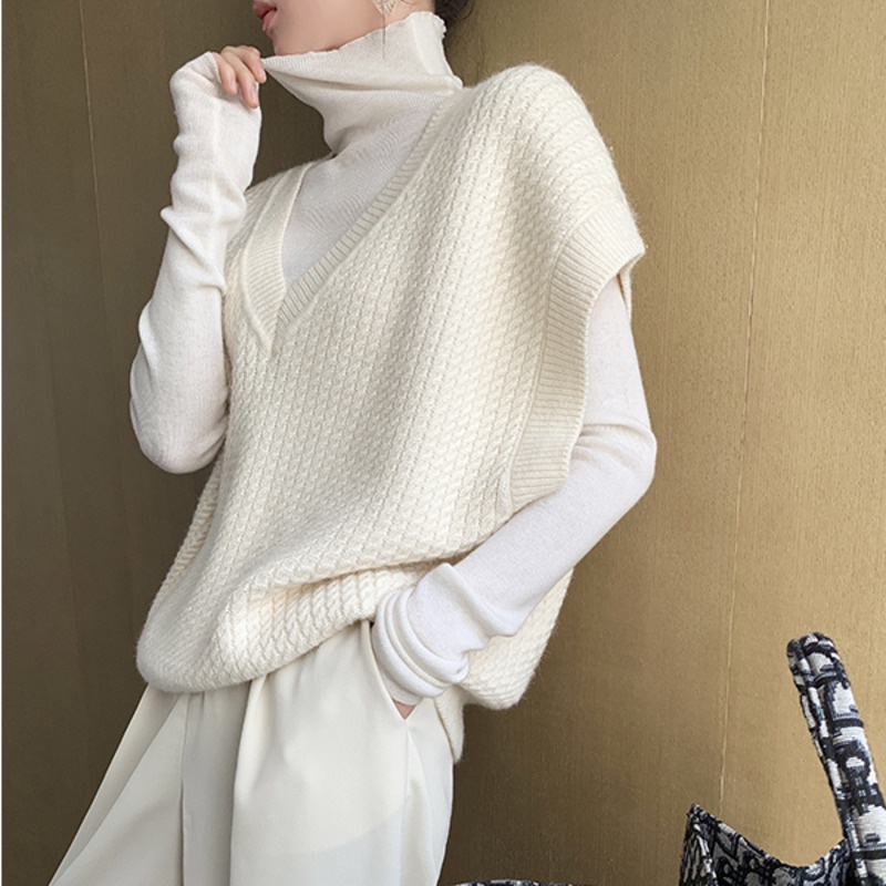 Áo len nữ không tay cổ chữ V thời trang