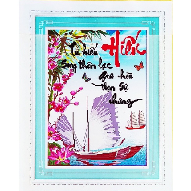 Tranh Đính Đá ABC 3D Hiếu Tử Song Thân Lạc Gia Hòa Vạn Sự Hưng Y344 (KHÁCH TỰ ĐÍNH) KT:48X60CM