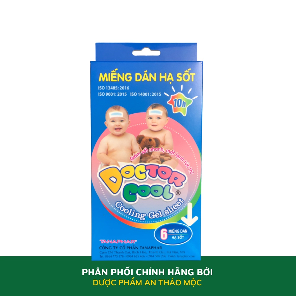 Miếng dán hạ sốt TANAPHAR Doctor Cool dính tốt dễ gỡ bỏ an toàn không hại da mang lại cảm mát lạnh trong suốt 10 tiếng