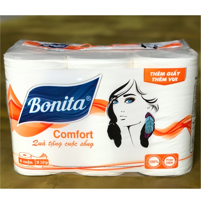 Giấy Vệ Sinh - Giấy cuộn BONITA ( 700G ) Xuất Khẩu Siêu Dai [Lốc 6 Cuộn Không Lõi]