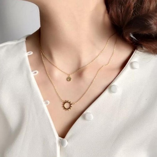 Dây Chuyền 2 Tầng Mặt Trời Titan Ko Đen TT 2581