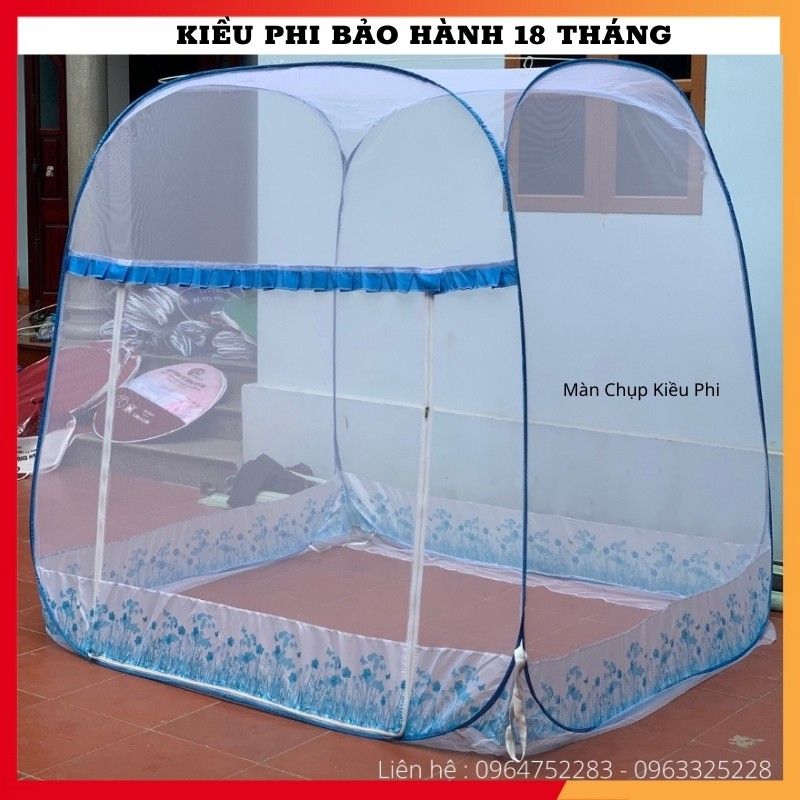 Mùng Chụp Tự Bung đỉnh vuông Kiều Phi - Màn chụp tự bung người lớn gấp gọn có viền chân siêu bền