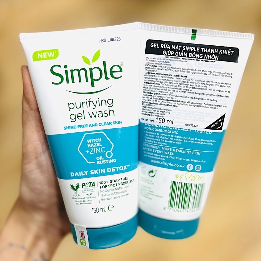 Sữa rửa mặt thải độc thanh lọc da #Simple Daily Skin Detox Purifying Facial Wash