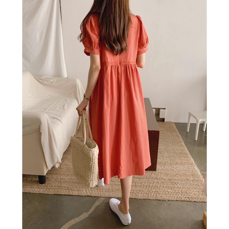 Đầm Tay Ngắn Phối Ren Thời Trang Dành Cho Nữ 35224