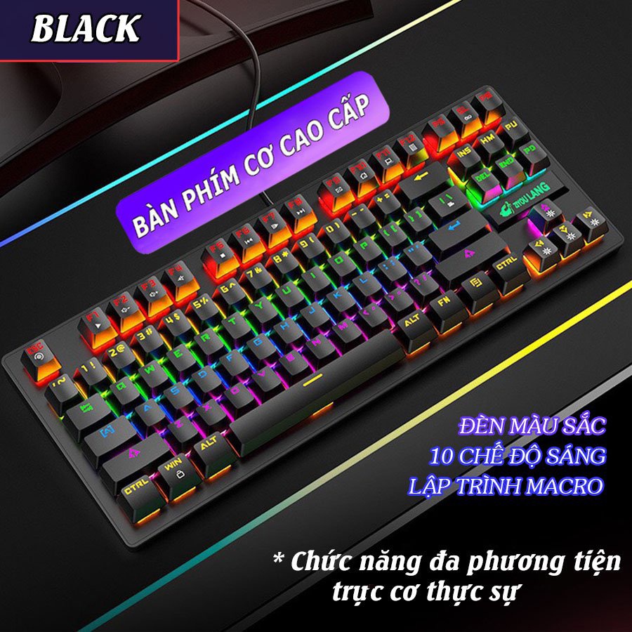 Bàn phím cơ máy tính - Bàn phím cơ gaming Crack K2 PRO, LED RGB 10 chế độ nháy khác nhau dành cho máy tính, laptop