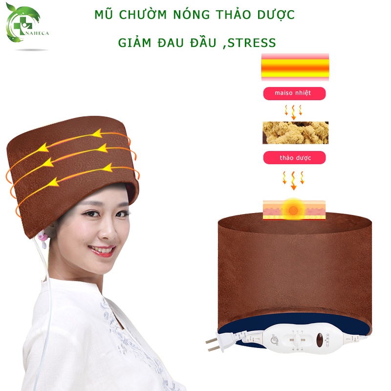 Mũ chườm nóng thảo dược NAHECA giảm nhanh đau đầu ,giải toả căng thẳng mệt mỏi stress