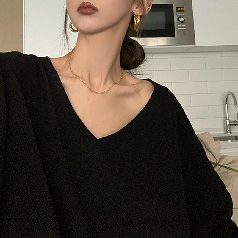 Áo Thun Tay Dài Cổ Tròn Màu Sắc Đơn Giản Cho Nữ