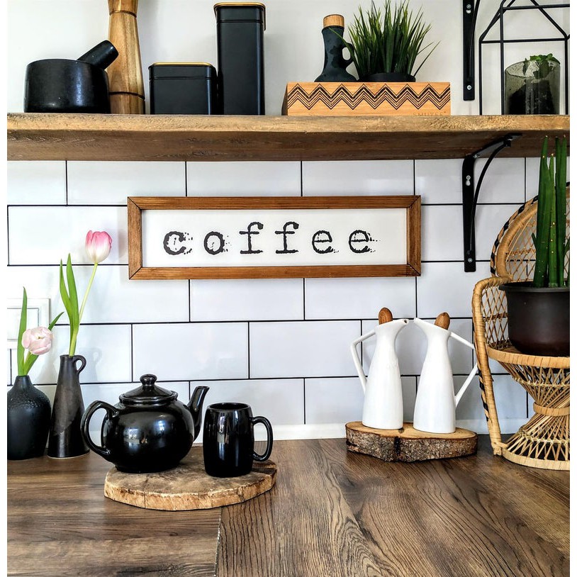 Gỗ treo tường nghệ thuật, Treo tường, Trang trí nội thất COFFEE Dấu hiệu gỗ, gỗ nghệ thuật treo tường