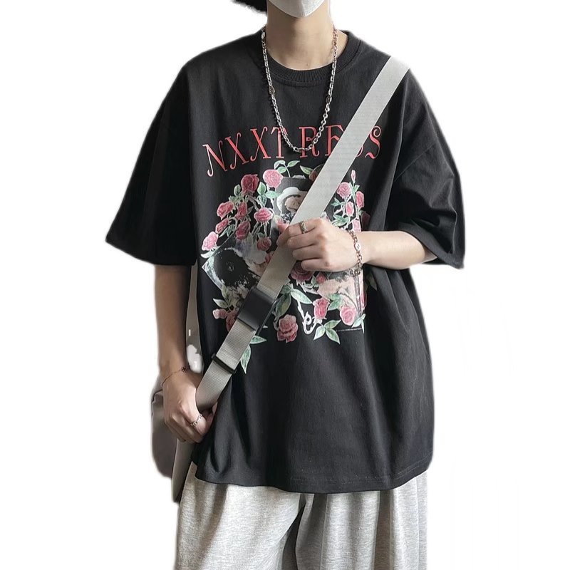 Áo Thun Dáng Rộng In Chữ Phong Cách Hip Hop Đường Phố Hàn Quốc Thời Trang Mùa Hè Cho Nam Cỡ Lớn M-8XL