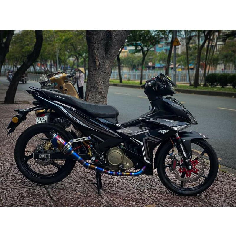 Tem Rời Yamaha Exciter 150 Y15ZR Chỉ Xám Trắng Dán Xe Đen