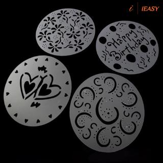 IE❤4x DIY Cake Decorating Flowers Heart Printed Pattern Stencil Designs Baking Tool