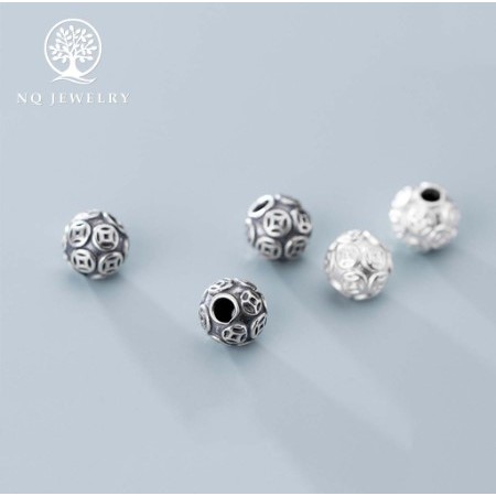 Charm đồng tiền bạc thái xỏ ngang NQ Jewelry