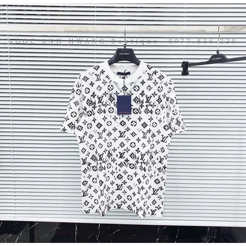 Áo Phông LV Tay Lỡ Cổ Tròn Có Dây Xích Kiểu Dáng Cá Tính Năng Động Form Rộng Unisex - Áo Thun Ngắn Tay Freesize