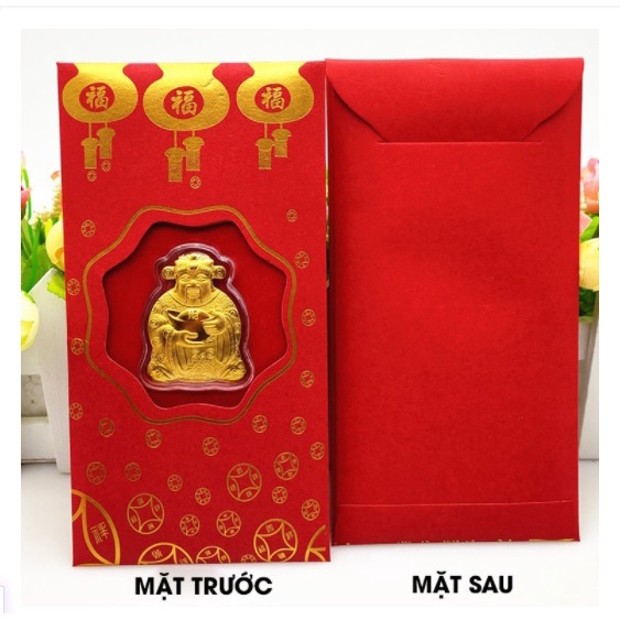 Bao lì xì Thần Tài mạ Vàng -  Bao Lì Xì Đỏ May Mắn