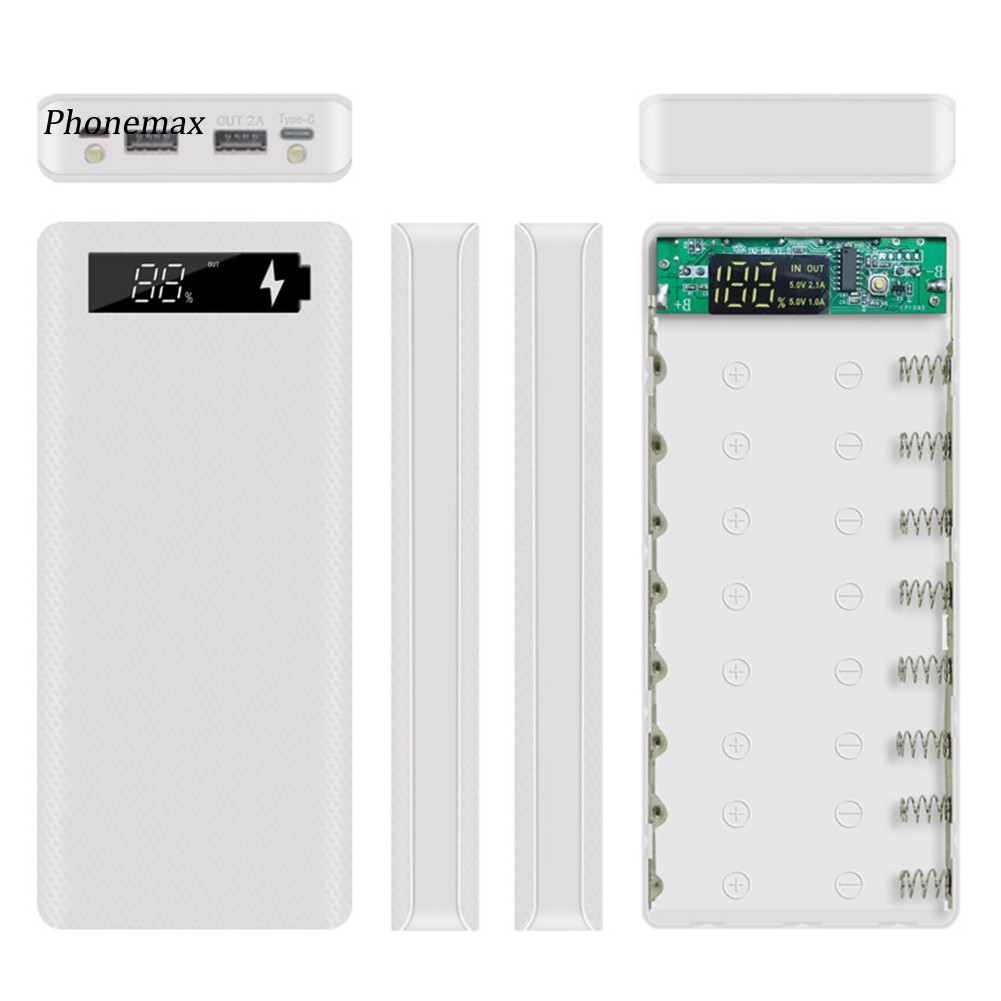 Hộp Sạc Dự Phòng Micro USB Type-C 18650 Màn Hình LCD DIY Cho Điện Thoại Di Động Ốp