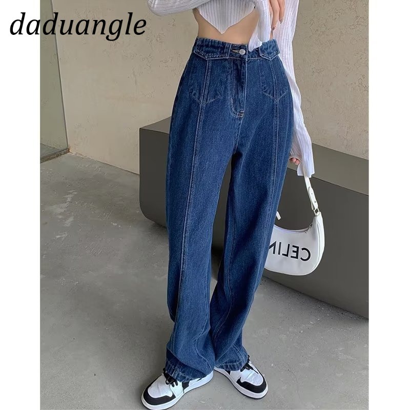 Quần jean Daduhey lưng cao dáng rộng thời trang phong cách Hàn Quốc cho nữ plus size