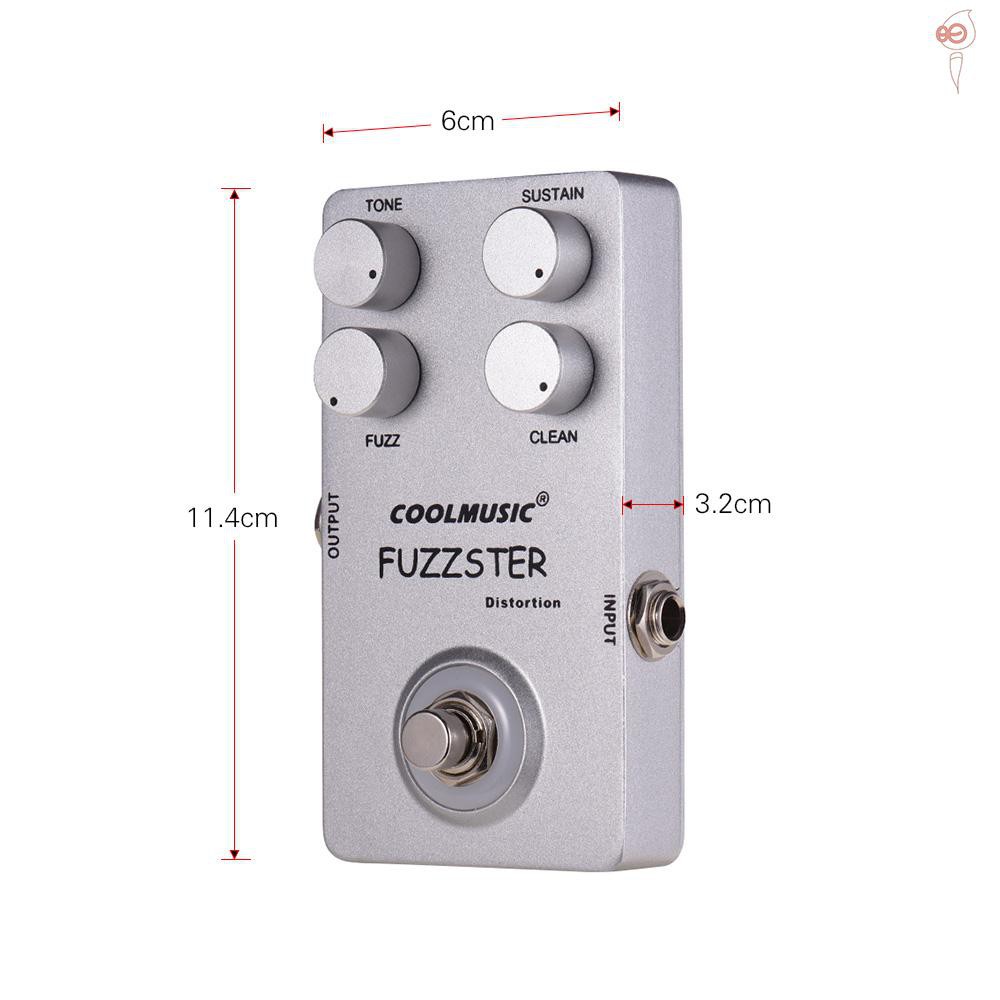 X&S COOLMUSIC C-FC1 Fuzzster Distortion Guitar Effect Pedal Bass Fuzz Pedal for Electric Guitars Alluminum Alloy Shell Silver