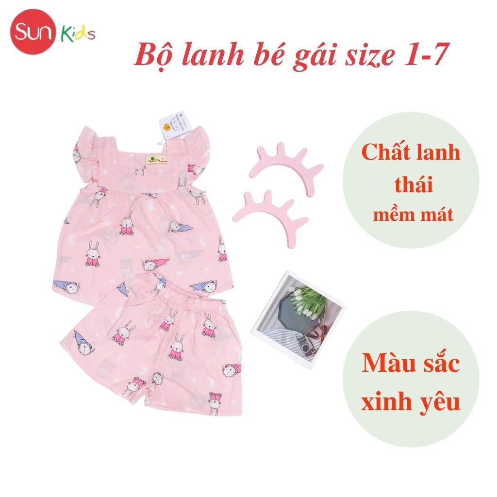 Đồ bộ cho bé gái, đồ lanh bé gái chất lanh thái mềm mát, size 1-7 tuổi - SUNKIDS