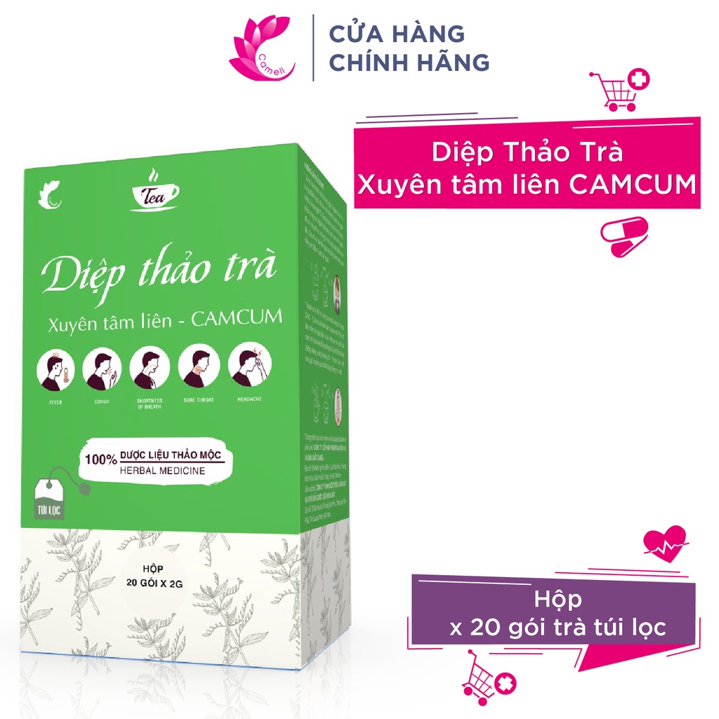 Diệp thảo trà - Xuyên tâm liên CAMCUM giúp thanh nhiệt giải độc, giảm cảm cúm