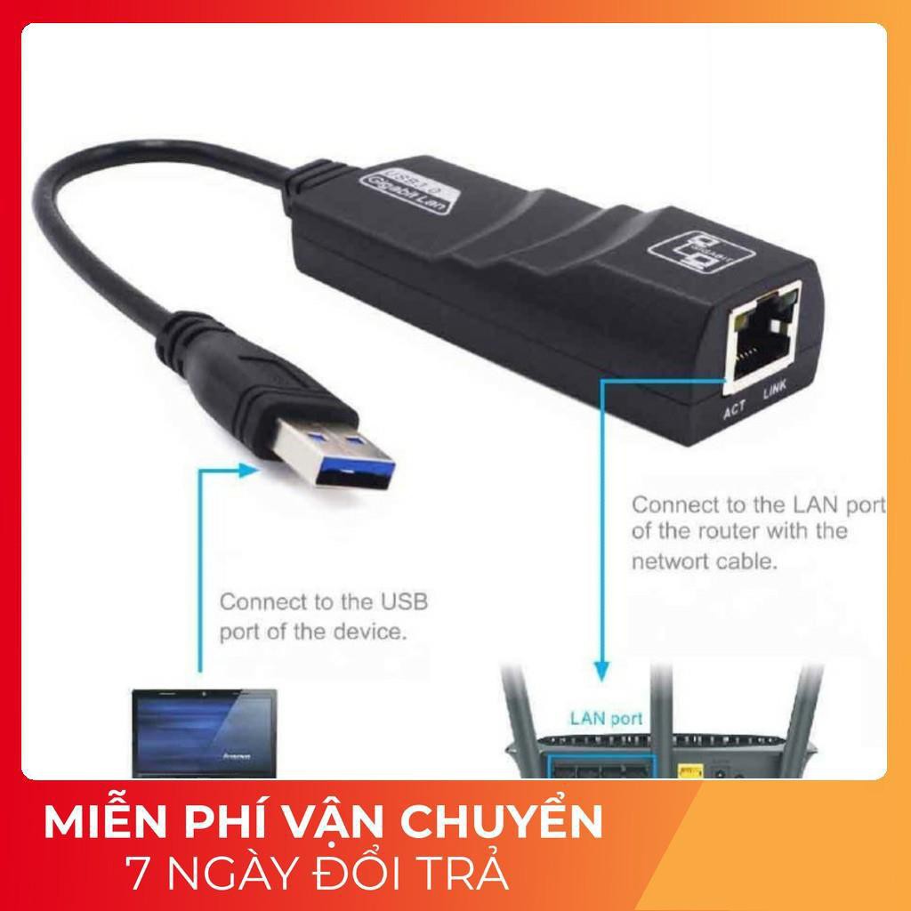 [Hàng Hãng] Dây chuyển đổi  USB 3.0 sang lan-Đầu cáp chuyển đổi cổng USB 3.0 sang cổng mạng lan RJ45 -PC | BigBuy360 - bigbuy360.vn